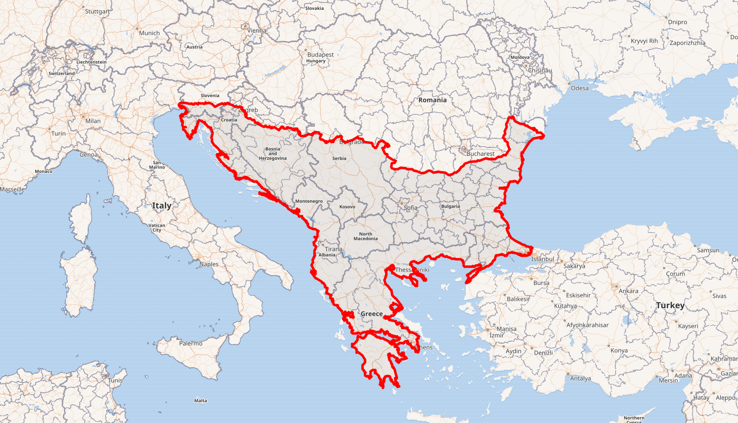 Map of the Balkan Peninsula